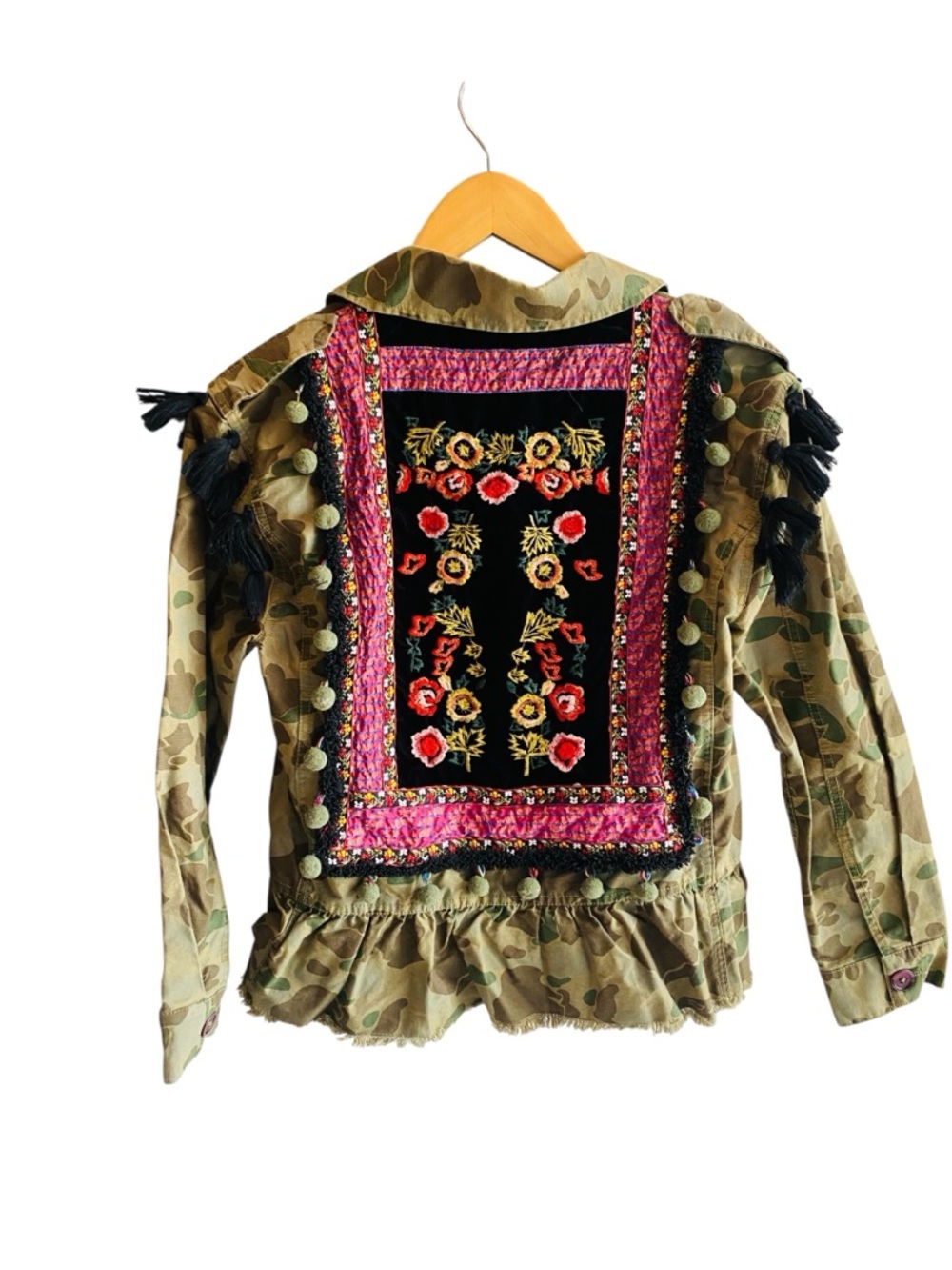 Coffee Shop Camo Floral Embroidered Tassel Jacket - Picture 6 of 11